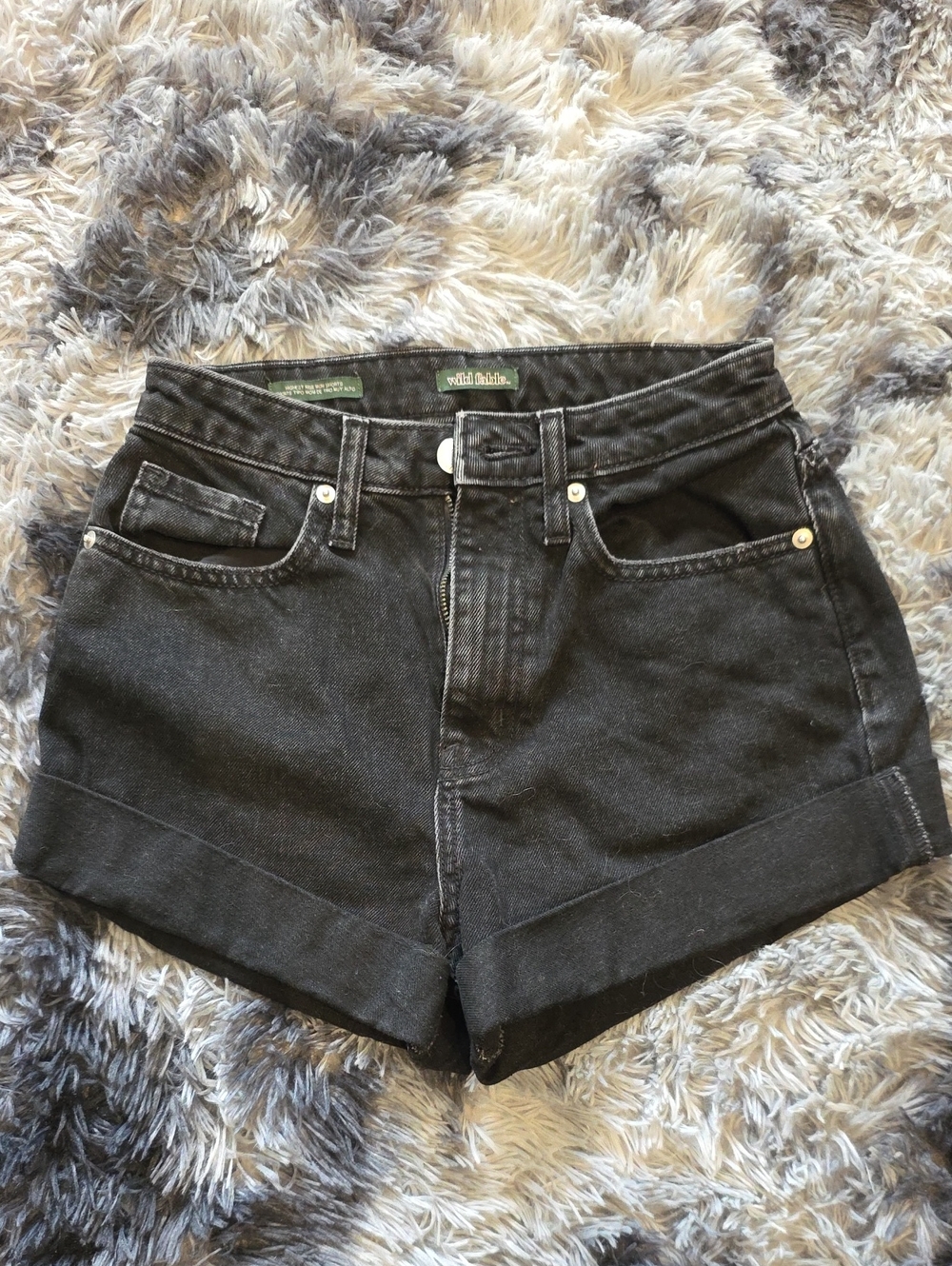 wild fable Black Cuffed Denim Shorts